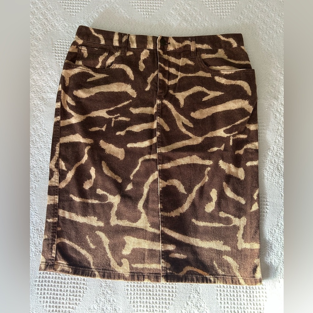 Ralph Lauren Brown and Cream Animal Print Pencil Skirt